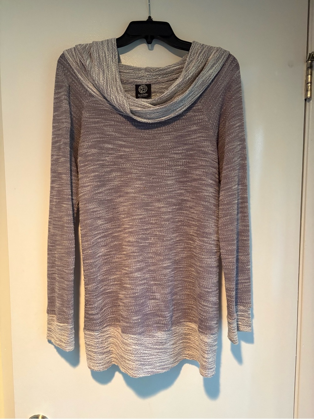Bobeau Purple and Cream Marled Cowl Neck Pullover